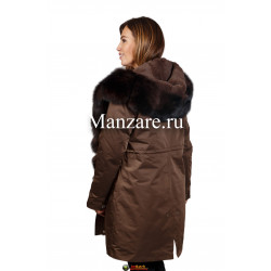 Парка с мехом песца 95 см,  арт 2005-33