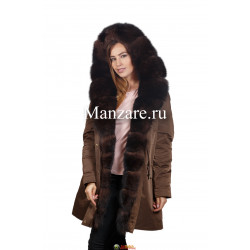 Парка с мехом песца 95 см,  арт 2005-33