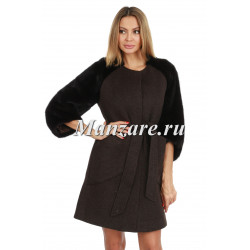 ШЕРСТЯНОЕ ПАЛЬТО ОРЕХ из АЛЬПАКА И НОРКИ - арт. 0495
