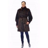 Комбинированная шуба из меха лисы и стриженной норки