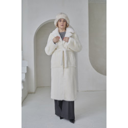 ШУБА БЕЛАЯ из меха НОРКИ - арт. 999